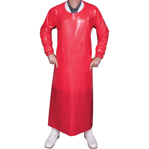 Top Dog 6 Mil. Gown, Large, Red, Polyurethane Haskins Industrial Inc.