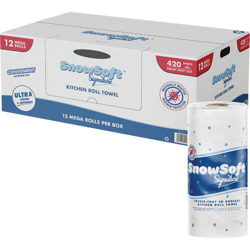 Rouleau dessuie-tout de cuisine Signature de Snow Soft, 2 Pli, 420 Feuilles/rouleau, 4,5" la, 11" lo Haskins Industrial Inc.