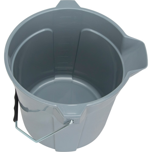 Round Bucket with Pouring Spout, 2.64 US Gal. (10.57 qt.) Capacity, Grey Haskins Industrial Inc.