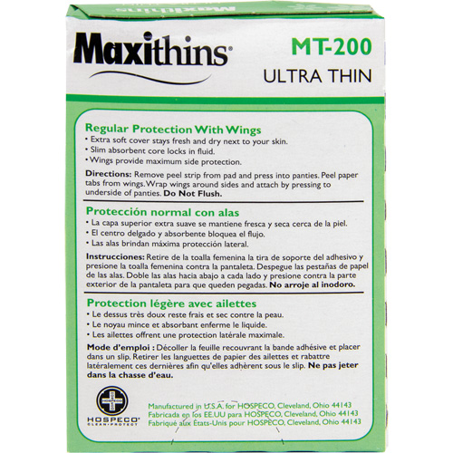 Serviettes Maxi Maxithins ultra minces avec ailes Haskins Industrial Inc.