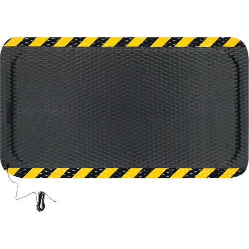 Ensemble de tapis conductible Hog Heaven, 3' la x 5' lo, 7/8" &eacute;paisseur, Noir/Jaune, Nitrile Haskins Industrial Inc.