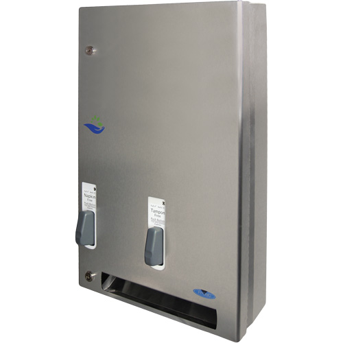 Distributeur de produits d'hygi&egrave;ne f&eacute;minine gratuits &agrave; bouton pression Haskins Industrial Inc.