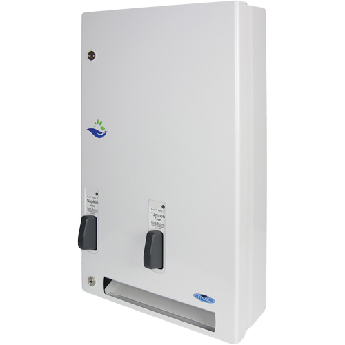 Distributeur de produits d'hygi&egrave;ne f&eacute;minine gratuits &agrave; bouton pression Haskins Industrial Inc.