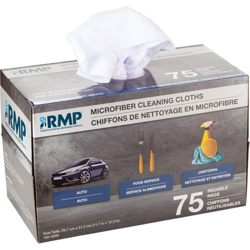 Chiffons lavables pour le nettoyage, Microfibre, Blanc Haskins Industrial Inc.