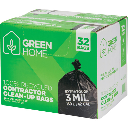 Sacs &agrave; ordures Green Home, Fort, 33" la x 48" lo, 3 mils, Noir, Capacit&eacute; 159 L (42 gal.) Haskins Industrial Inc.