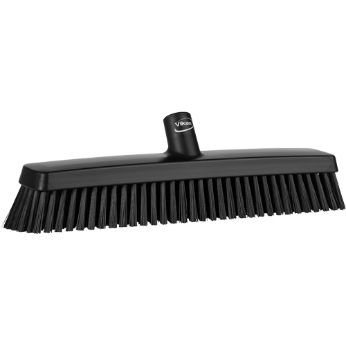 Push Broom Head, Fine/Stiff Bristles, 16-1/2", Polyester/Polypropylene, Black Haskins Industrial Inc.