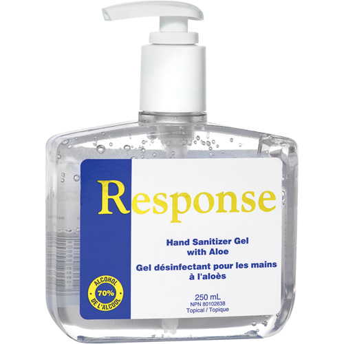 Gel d&eacute;sinfectant pour les mains &agrave; l'alo&egrave;s Response, 250 ml, Bouteille &agrave; pompe, 70 % alcool Haskins Industrial Inc.
