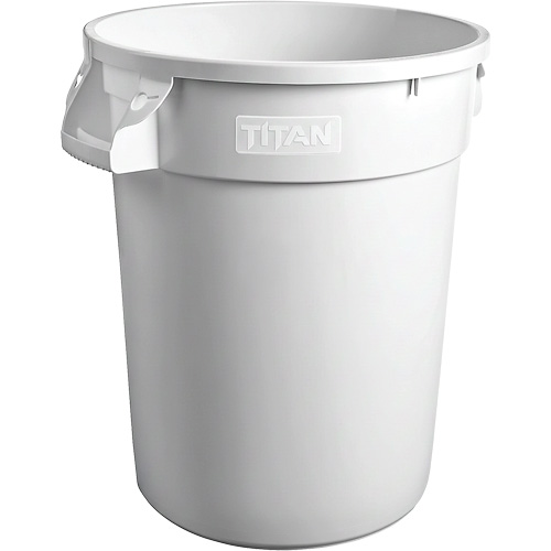 White Titan Heavy-Duty Garbage Container, Plastic, 20 US gal. Haskins Industrial Inc.