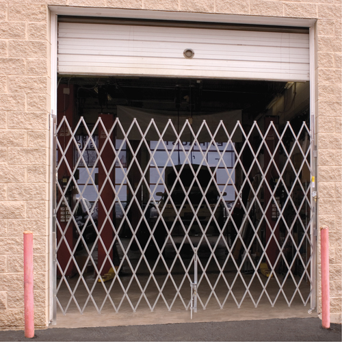 Galvanized Folding Security Gates, Fixed Single Folding, 4' L x 6' H Expanded Haskins Industrial Inc.
