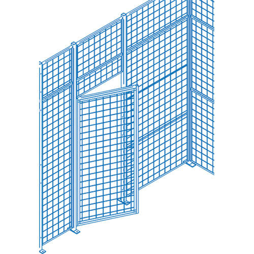 Wire Mesh Partition Components - Swing Doors, 4' W x 7' H Haskins Industrial Inc.