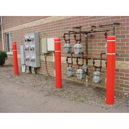 Capuchons en polyethylene pour borne de protection, 6-5/8" dia. x 72" l, Rouge Haskins Industrial Inc.