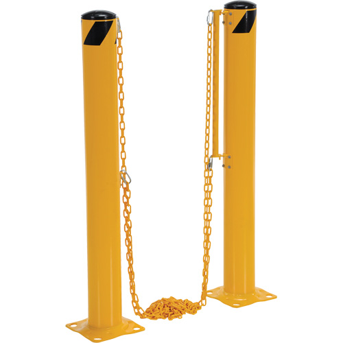 Dock Chain Barrier Bollard System, Steel, 42" H x 6-5/8" W, Yellow Haskins Industrial Inc.