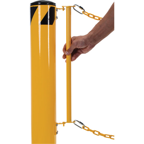 Dock Chain Barrier Bollard System, Steel, 42" H x 6-5/8" W, Yellow Haskins Industrial Inc.