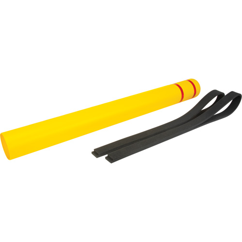 Polyethylene Bollard Cover, 4-1/2" Dia. x 52" L, Red/Yellow Haskins Industrial Inc.