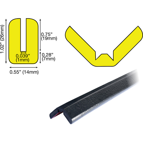 Butoir de protection de rebords mod&egrave;le W 1M, Longueur 3,25' (0,99 m) Haskins Industrial Inc.