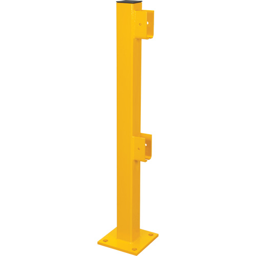 End Post for Light-Duty Guard Rails, Steel, 42" H, Safety Yellow Haskins Industrial Inc.