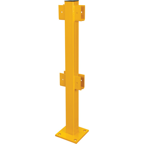 In-Line Post for Light-Duty Guard Rails, Steel, 42" H, Safety Yellow Haskins Industrial Inc.