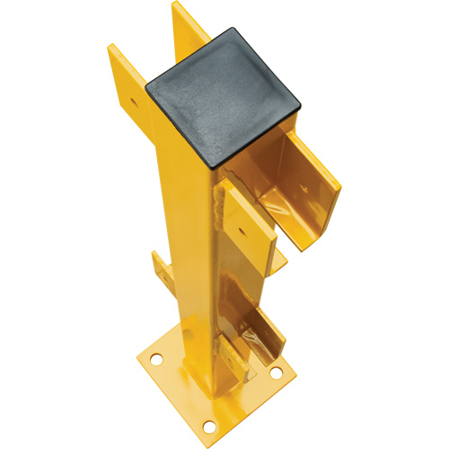 In-Line Post for Light-Duty Guard Rails, Steel, 42" H, Safety Yellow Haskins Industrial Inc.