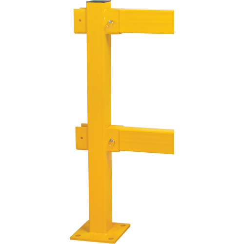 In-Line Post for Light-Duty Guard Rails, Steel, 42" H, Safety Yellow Haskins Industrial Inc.