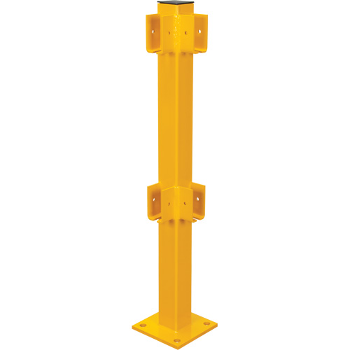 Corner Post for Light-Duty Guard Rails, Steel, 42" H, Safety Yellow Haskins Industrial Inc.