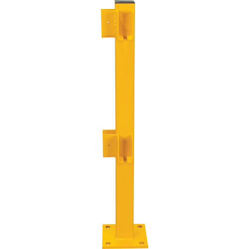 Corner Post for Light-Duty Guard Rails, Steel, 42" H, Safety Yellow Haskins Industrial Inc.