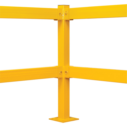 Corner Post for Light-Duty Guard Rails, Steel, 42" H, Safety Yellow Haskins Industrial Inc.
