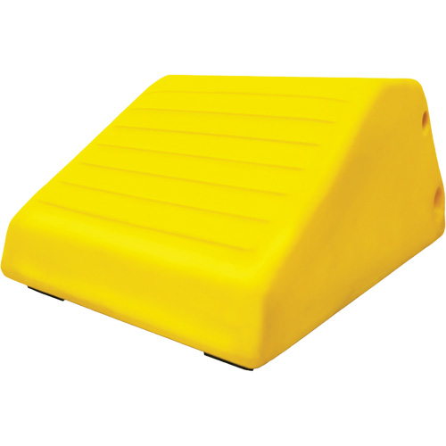 255 Ton Large Equipment Wheel Chock with Handle & Hole, Urethane, Yellow Haskins Industrial Inc.