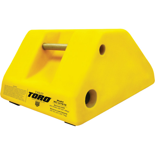 255 Ton Large Equipment Wheel Chock with Handle & Hole, Urethane, Yellow Haskins Industrial Inc.