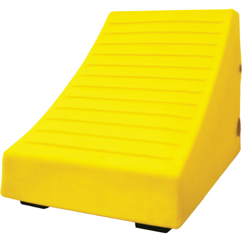 400 Ton Large Equipment Wheel Chock with Handle & Hole, Urethane, Yellow Haskins Industrial Inc.