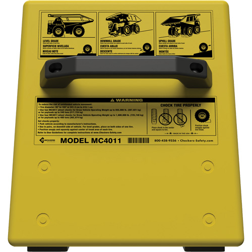 Cale de roue ultra-robuste pour l'exploitation mini&egrave;re Checkers Safety sans support, PEHD, Jaune, 14-1/2" la x 17-1/2" p x 16" h Haskins Industrial Inc.