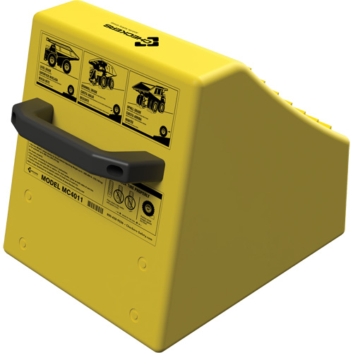 Cale de roue ultra-robuste pour l'exploitation mini&egrave;re Checkers Safety sans support, PEHD, Jaune, 14-1/2" la x 17-1/2" p x 16" h Haskins Industrial Inc.