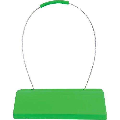 Cale de roue pour avion Checkers Safety SafeRay avec poign&eacute;e &agrave; c&acirc;ble ergonomique, Ur&eacute;thane, Vert fluorescent, 24" la x 8" p x 6" h Haskins Industrial Inc.