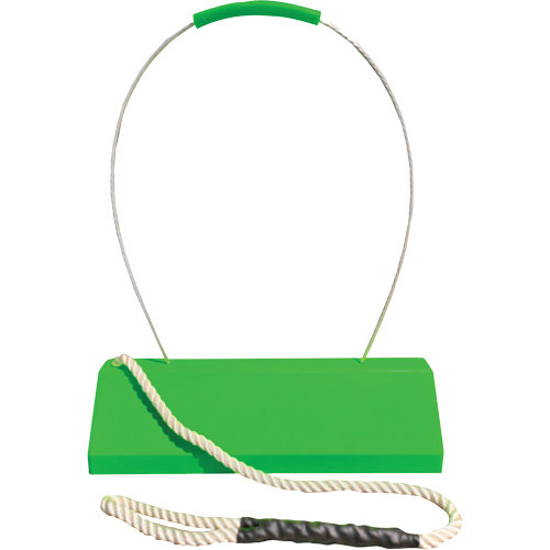 Cale de roue pour avion Checkers Safety SafeRay avec poign&eacute;e ergonomique &agrave; cordage en boucle, Ur&eacute;thane, Vert fluorescent, 24" la x 8" p x 6" h Haskins Industrial Inc.