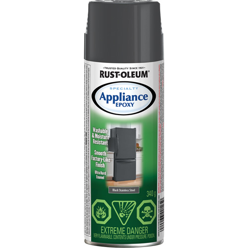 Rev&ecirc;tement &eacute;poxyde sp&eacute;cialis&eacute; pour &eacute;lectrom&eacute;nagers, Canette a&eacute;rosol, Acier inoxydable noir Haskins Industrial Inc.