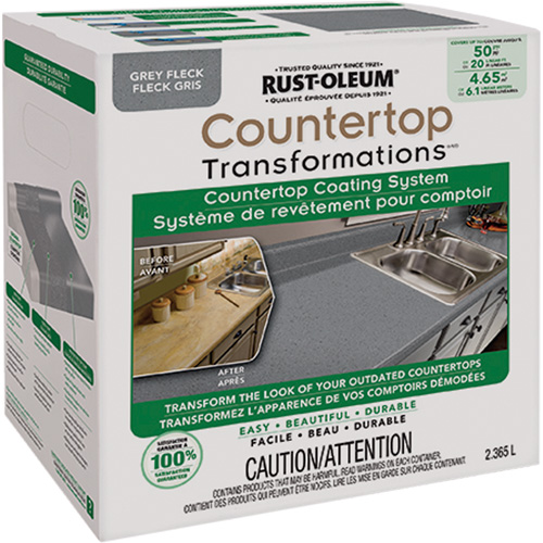 Syst&egrave;me de rev&ecirc;tement mouchet&eacute; pour comptoir Countertop Transformations, 2,37 L, Trousse, Molleton gris Haskins Industrial Inc.