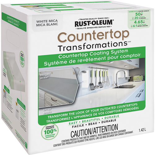 Syst&egrave;me de rev&ecirc;tement au mica pour comptoir Countertop Transformations, 1,42 L, Trousse, Mica blanc Haskins Industrial Inc.