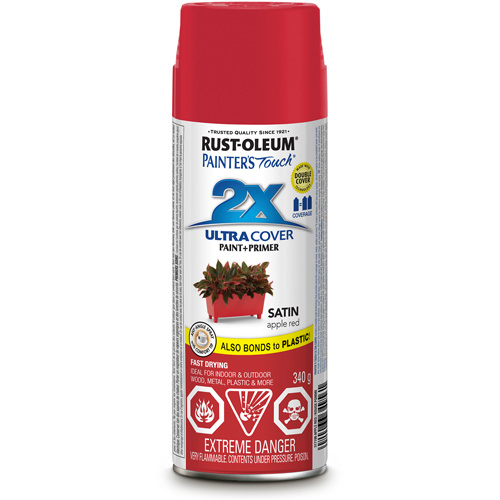 Painter's Touch&reg; Ultra Cover Paint, Apple Red, Satin, Aerosol Can Haskins Industrial Inc.