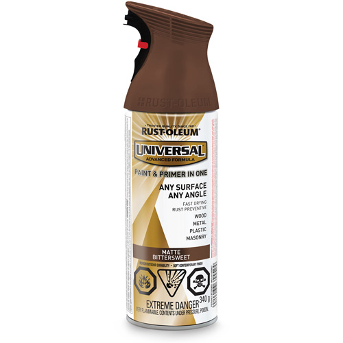 Universal&reg; Enamel Paint & Primer In One, Bittersweet Brown, Matte, Aerosol Can Haskins Industrial Inc.