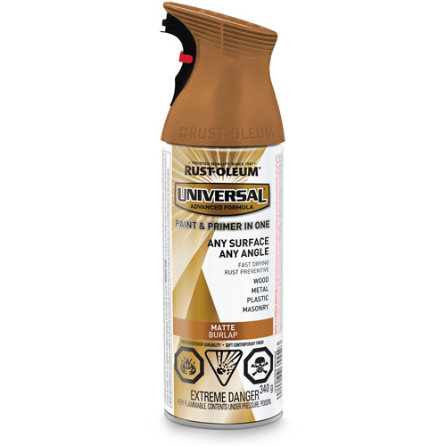 Universal&reg; Enamel Paint & Primer In One, Burlap Brown, Matte, Aerosol Can Haskins Industrial Inc.