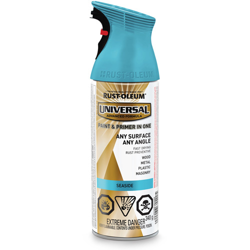 Universal&reg; Enamel Paint & Primer In One, Seaside Blue, Satin, Aerosol Can Haskins Industrial Inc.