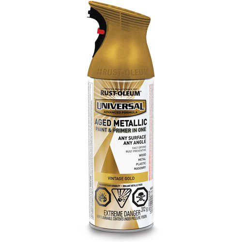 Universal&reg; Aged Spray Paint, Vintage Gold, Metallic, Aerosol Can Haskins Industrial Inc.