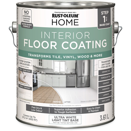 Couche de fond pour syst&egrave;me de rev&ecirc;tement de plancher int&eacute;rieur &agrave; la maison, 3,61 L, &agrave; l'eau, Tr&egrave;s mat, Base &agrave; teinter/Blanc Haskins Industrial Inc.