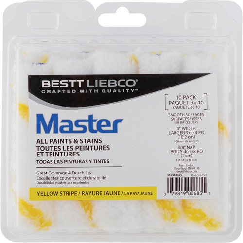 Master Yellow Stripe Mini Roller, 10 mm (3/8") Nap, 101.6 mm (4") L Haskins Industrial Inc.