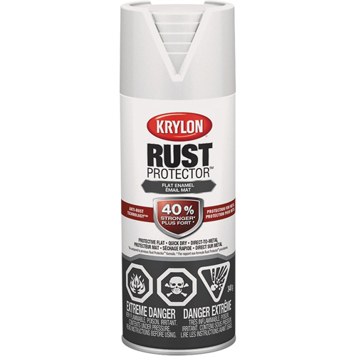 Rust Protector&reg; Enamel Paint, White, Very Flat, 12 oz., Aerosol Can Haskins Industrial Inc.
