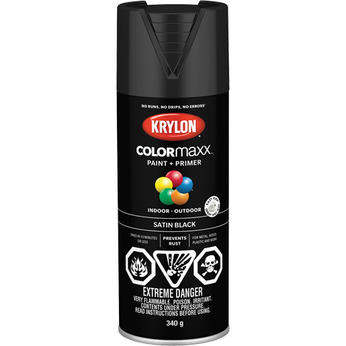 Appr&ecirc;t + peinture COLORmaxx, Noir, Semi-mat, 12 oz, Canette a&eacute;rosol Haskins Industrial Inc.