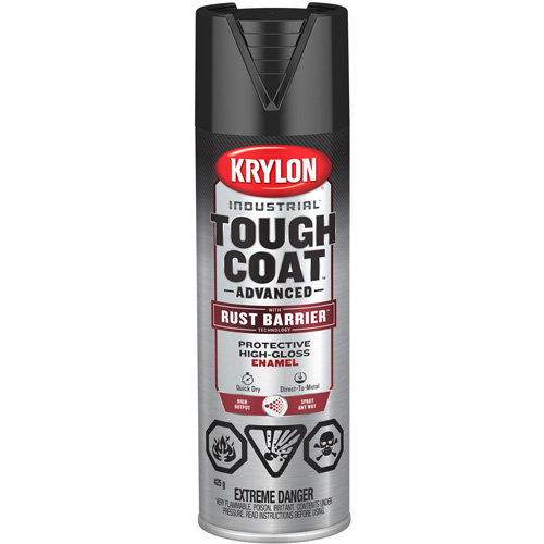 Tough Coat&reg; Advanced Paint with Rust Barrier Technology, Black, High-Gloss, 425 g, Aerosol Can Haskins Industrial Inc.