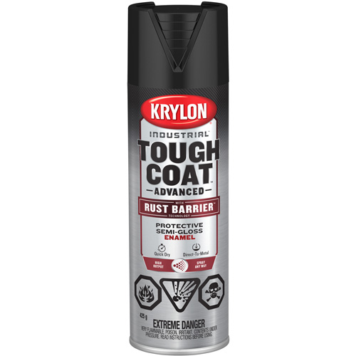 Peinture Tough Coat avec technologie Rust Barrier, Noir, Semi-brillant, 425 g, Canette a&eacute;rosol Haskins Industrial Inc.