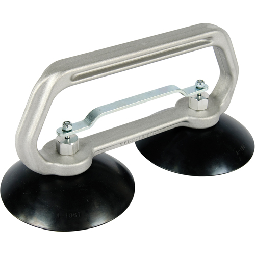 Vacuum Cups - Heavy-Duty Double Cup, 75 lbs. Capacity, 5", Pull-bar, 10" Handle Length Haskins Industrial Inc.