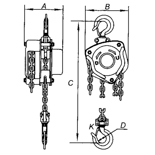 Palan &agrave; chaîne, Lev&eacute;e 10', Capacit&eacute; 1000 lb, Chaîne Acier alli&eacute; Haskins Industrial Inc.