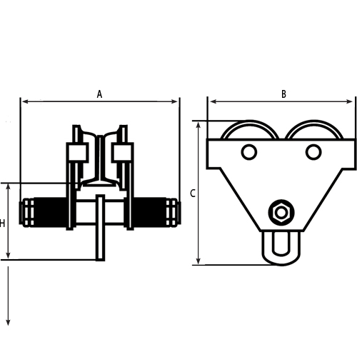 Adjustable Trolleys, 1000 lbs. (0.5 tons) Haskins Industrial Inc.
